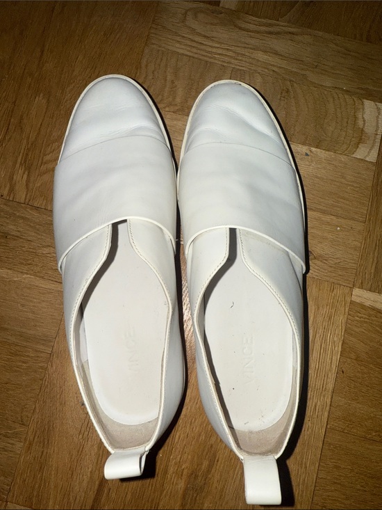 Vince Shoes - Vince White Leather Slip-On Loafers with Heel Tab